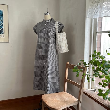 ストンプBag　コットンリネン　スラブキャンバス　ポポラスプリント　61-26203-6098