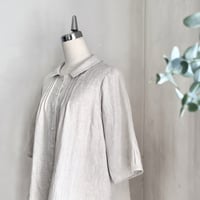 あんずブラウス(半袖)リネンスラブローン　シャンブレー　ナチュラル　01-26203-60