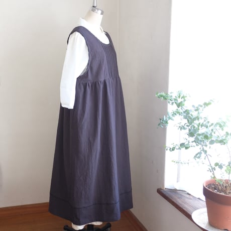 クリスティーヌエプロン　コットンシーチングキャッチワッシャー　ブラック　すみくろ②色　　18-16201