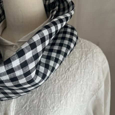 スヌード　リネン　コットン　アナベル刺繍　ギンガム　ストライプ　　43-26103.43-26104
