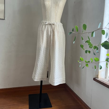 リラックパンツ　コットンワッシャー　リング刺繍　キナリ　　04-26305-0395