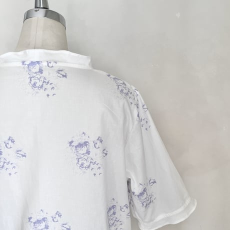 シードルブラウス　コットンシャーティング　ローズプリント　パープル　01-24312-589