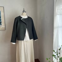 チコリジャケット　ウールmixガーゼヘリンボーン　グリーン×ネイビー10-25505-0453