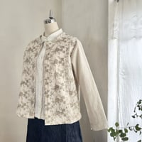 サクレジャケット　コットンリネンスラブ　太糸刺繍　ナチュラル　　　　　　10-25105-6095