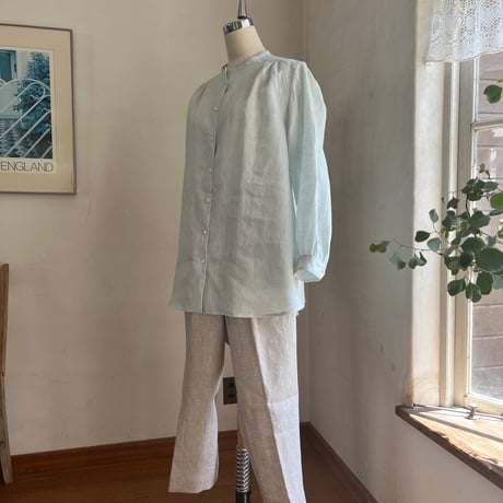なでしこシャツ　リネン　スラブローン　ペールグリーン　　　　　　　　　　01-25211-5041