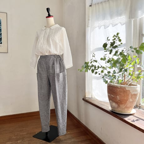 Drawer ギンガムチェックステッチパンツ リネン混 ギンガムチェックパンツ | STORES