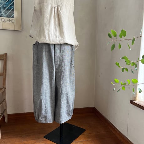 クラウドパンツ　コットンリネンボイル　ブラック千鳥　04-26213-0681
