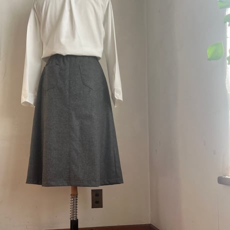 あおいスカート　裏付き　ウール　エターミン　チャコールグレー　　02-25504-05