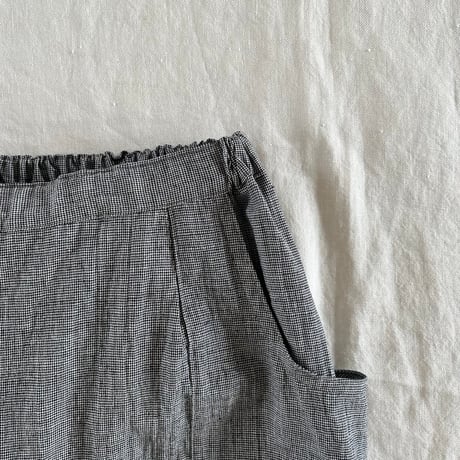 クラウドパンツ　コットンリネンボイル　ブラック千鳥　04-26213-0681