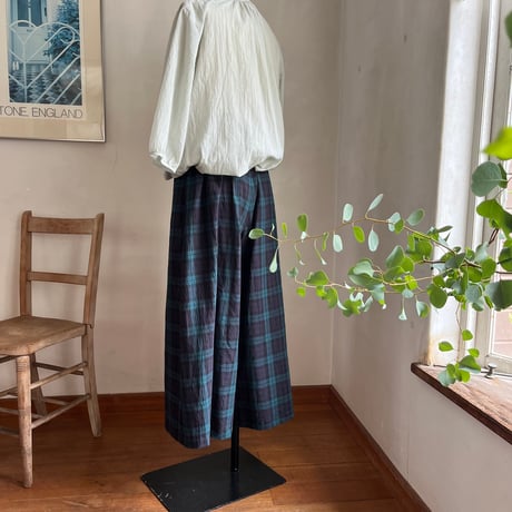 シードパンツ（ロング）コットンリネンナチュラルボイル　ブラックウォッチ04-26306-84