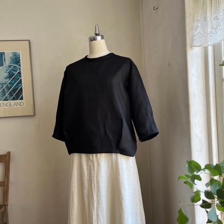栞ブラウス(7分丈)　コットンリネンスラブローン　　　　　　　　　　　01-25412-06
