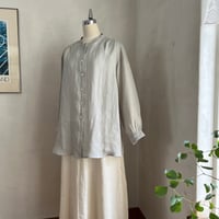 なでしこシャツ リネン　解撚ワッシャー　ライトグレー　01-26210-07