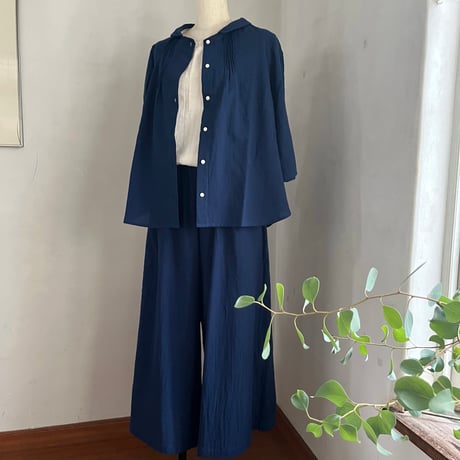 シードパンツ(ロング)　コットン　東炊き　ブロード　ブルー　　04-26306-52