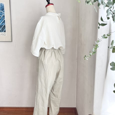 おうちパンツ　コットン　ワッシャーシーチング　ライトグレー　　　　04-25211-07
