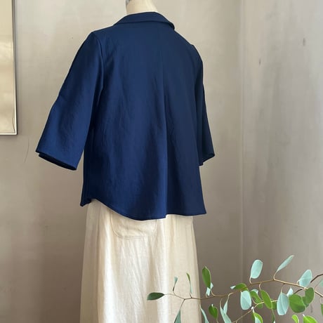 つゆくさブラウス　コットン東炊きブロード　ブルー　　　　　　01-26304-52