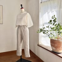 スッキリパンツ　8分丈　M S size　リネンスラブ　キャンヴァス　ナチュラル　　　　　04-25207-60
