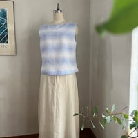 アンドゥブラウス　コットンリネン　スラブボーダー　オフホワイト×ブルー　01-26310-0286