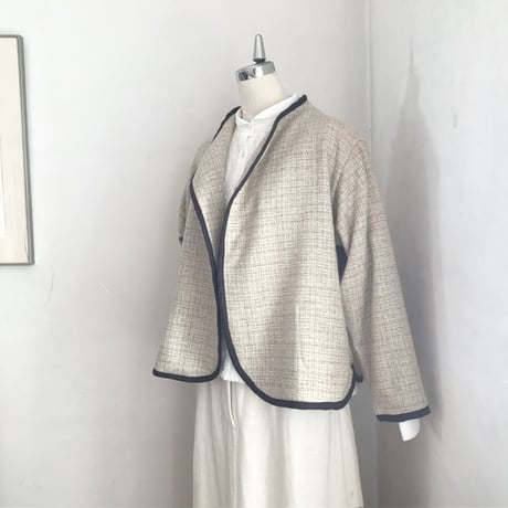 カモメジャケット　ウール　ブランケットツイード　ベージュ　　　　　　　10-23506-10