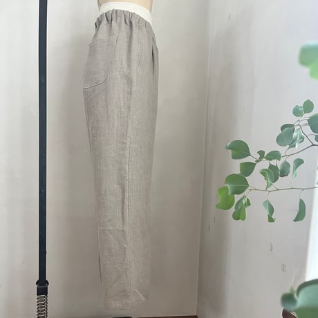 マロニエパンツ　リネン　スラブキャンバス　ライトブラウン　04-26202-11