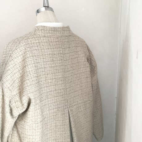 ノーブルコート(裏付き）　ウール　ブランケットツイード　ベージュ　　　　　　　　10-23505-10