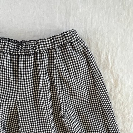 シードパンツ　(ロング）　コットンリネンワッシャー　ブラックギンガム　04-26204-0680