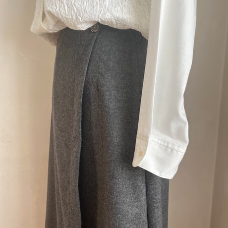 あおいスカート　裏付き　ウール　エターミン　チャコールグレー　　02-25504-05