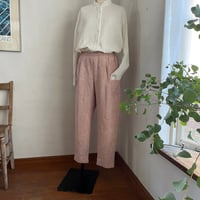 ナッツパンツ　コットンリネン　スラブヘリンボーン　ピンク　　　　　　04-26106-23