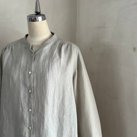 なでしこシャツ リネン　解撚ワッシャー　ライトグレー　01-26210-07
