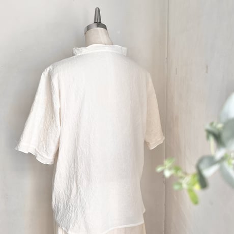 シードルブラウス　コットンローン　花刺繍　キナリ　　　　　　　　　　01-24311-0395