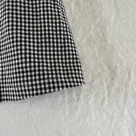 チャイブワンピース　コットンリネン　ワッシャーギンガム　ブラックギンガム　07-26204-0680