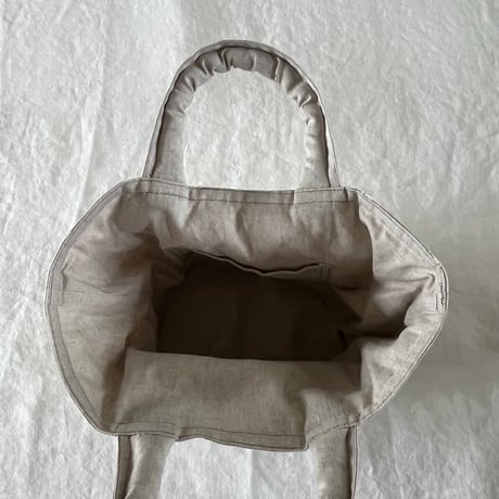 クマバケツ S リネンローン　水玉刺繍　ナチュラル　　　　　　61-26202-6087