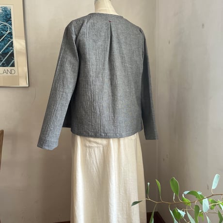 クレセントシャツ　コットンリネンボイル　ブラック千鳥　　　01-26308-0681