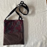 ソルティbag　コットン　ローン　花刺繍　ワイン　　　　　　　　　　61-25407-2295