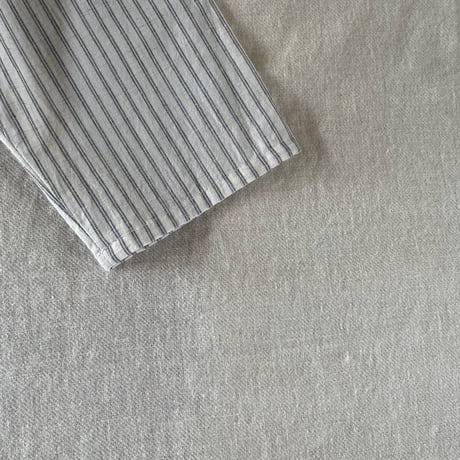 麦のシャツ　コットンリネン　天日干しワッシャー　オフホワイト×ネイビーストライプ　01-26211-0253