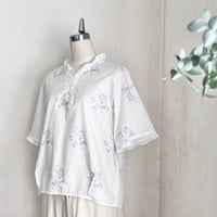 シードルブラウス　コットンシャーティング　ローズプリント　パープル　01-24312-589