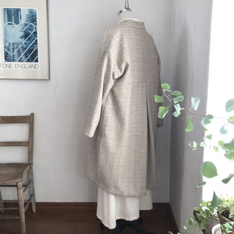 ノーブルコート(裏付き）　ウール　ブランケットツイード　ベージュ　　　　　　　　10-23505-10