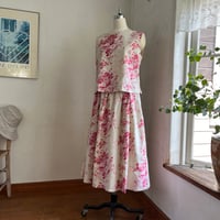 アンドゥブラウス　コットンリネンスラブローン　オールドローズプリント　ローズピンク花プリント　　01-25201-2590