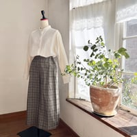 クラウドパンツ　コットンリネン　グレンチェック　ブラック　　　　　　04-25105-0680