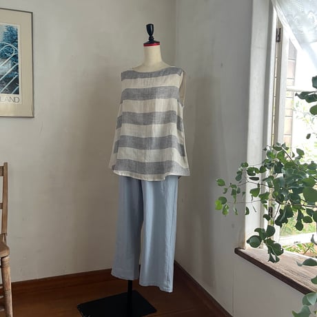 おうちパンツ　コットン　ワッシャーシーチング　ブルー　　　04-26201-51