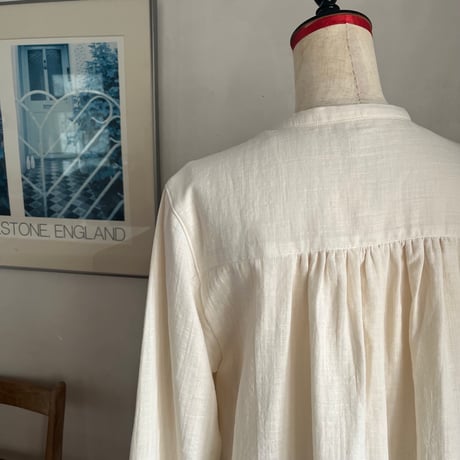 なでしこシャツ　コットン　スラブダブルガーゼ　キナリ　　01-26209-03