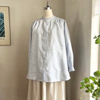 なでしこシャツ　リネンシャンブレー　サックスブルー　　　　　　　　　　01-25302-51