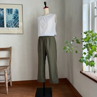 スッキリパンツ(8分丈)コットン　ビンテージ馬布（厚手ポプリン）カーキ　04-26207-43
