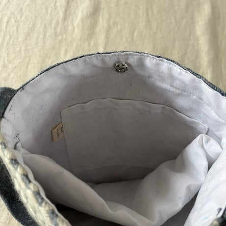 ソルティbag　コットンウール　モザイク刺繍　ブルー　　　　61-25407-5295