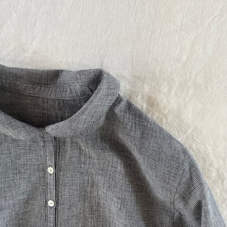バルカシャツ　コットンリネン　ナチュラルボイル　ブラック千鳥　01-26307-0681