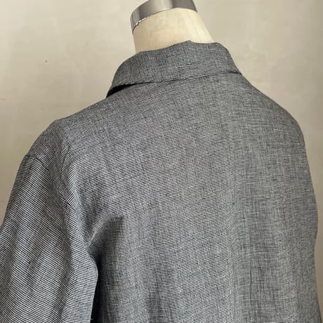 バルカシャツ　コットンリネン　ナチュラルボイル　ブラック千鳥　01-26307-0681