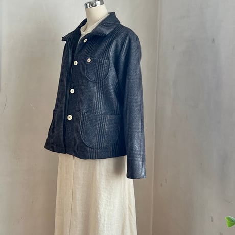 ピッケコート　ウール　モッサガンクラブチェック　ブラック×ブラウン　10-25506-0680