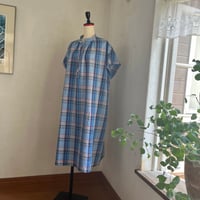 ドロップワンピース　コットンリネン　ブルーマドラスチェック　07-26208-5280