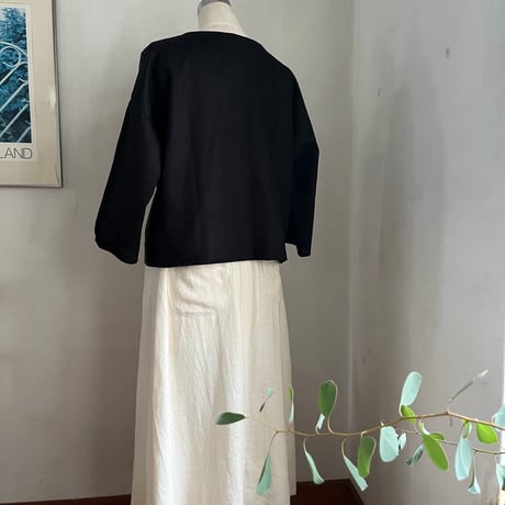 スワトウジャケット　コットン　花菱刺繍　ブラック　10-26301-0695