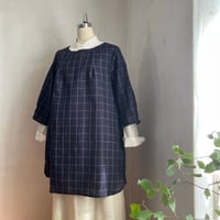 キャトルチュニック　リネンローン　ウィンドペンチェック　ネイビー　06-26101-5380