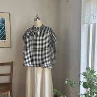 ドロップシャツ　リネンスラブ　ブラックギンガム　　　　　　　　01-26213-0680